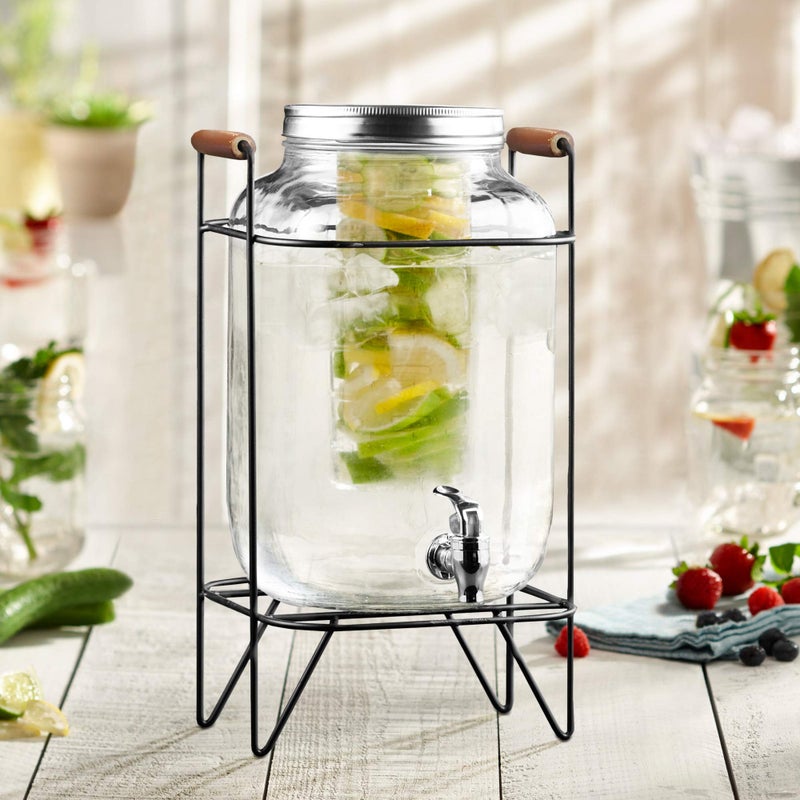 Style Setter 210741-GB 2 Gallon Infuser Glass Beverage Dispenser with Metal Stand & Lid, 8x9x17, Clear - Image 3